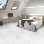 Falakro White HD Porcelain Tile installed in a bedroom